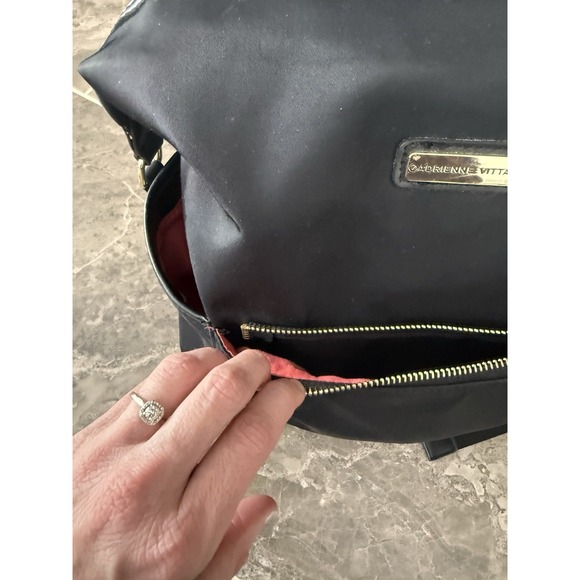 Adrienne Vittadini Women's Black With Gold Zippers Backpack Travel Bag - Picture 10 of 14